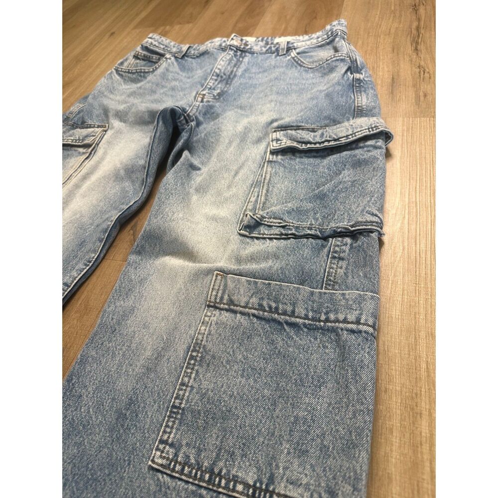 Cotton On Women's 10 US Wide Leg Cargo Stone Washed Distressed Jeans - Picture 5 of 13